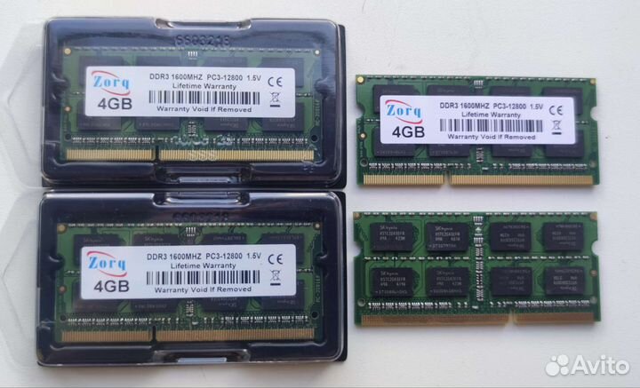 Оперативная память 4gb DDR3 1600MHz 1.5v, 1.35v