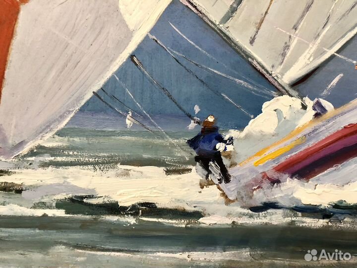 Картина маслом парусники в море