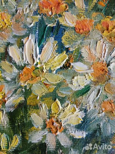 Картина маслом ромашки