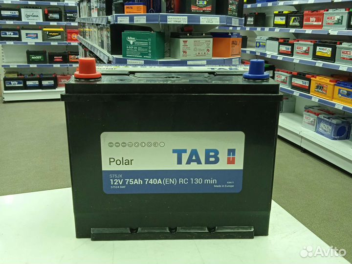 Акб 75ач TAB(тип-Asia) прямая п. Доставка,Гарантия