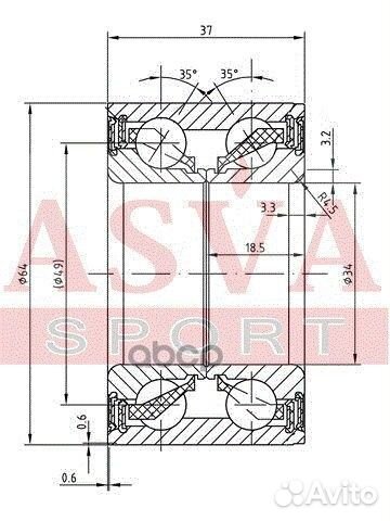 Подшипник ступичный передний DAC34640037 asva