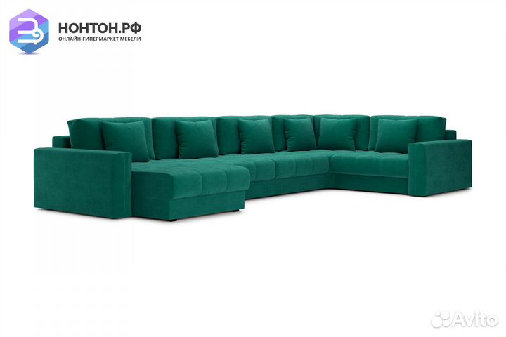 Диван п-образный тик-так Монарх изумрудный