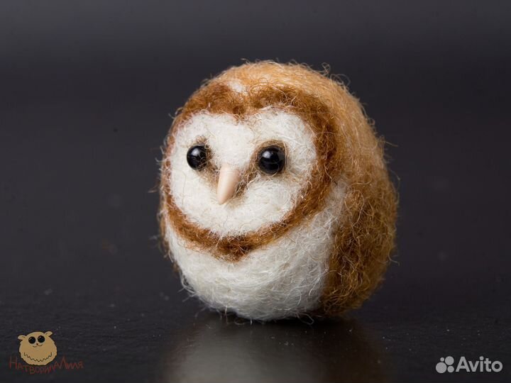 Сова сипуха из шерсти, Амбарная сова фигурка