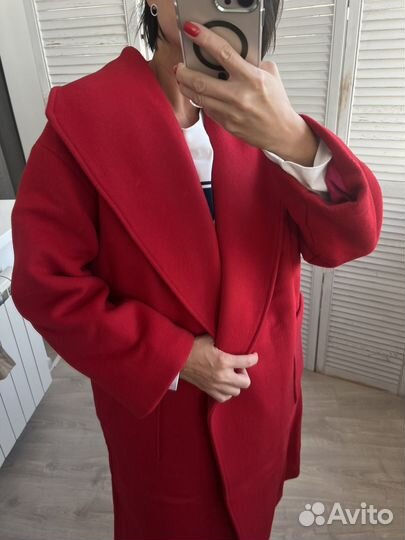 Пальто женское красное s-m
