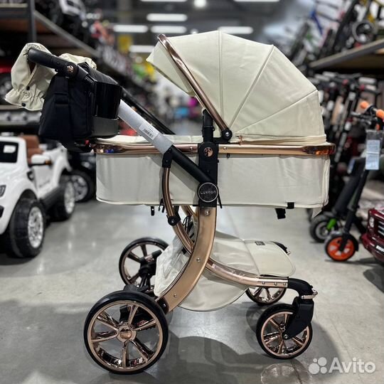 Коляска 3 в 1 кожа Luxmom 608 new