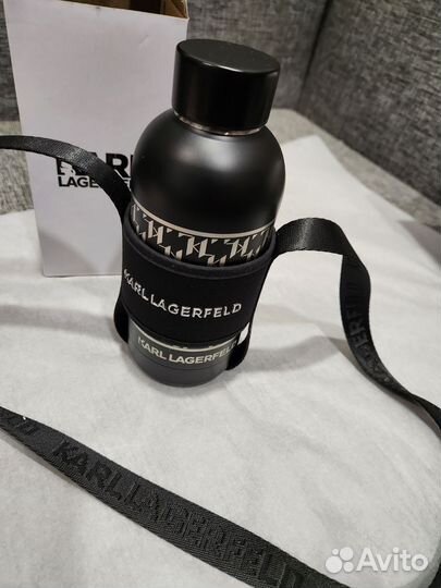 Термос Karl Lagerfeld чёрный с ремнем, оригинал