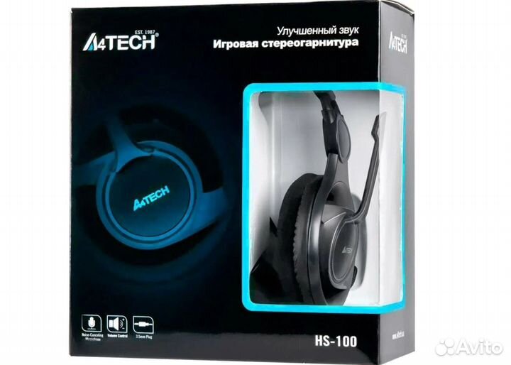 Наушники с микрофоном A4 HS-100 черный/серый