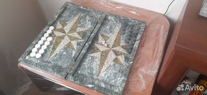 Нарды из натурального камня (змеевик)