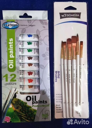 Набор для рисования Краски Холст Кисточки Новый