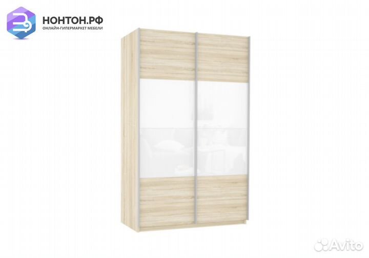 Шкаф-купе 2-х створчатый Прайм сонома / белое стек