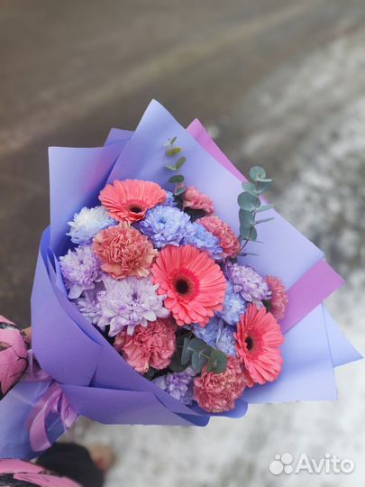 Букет из герберы хризантемы диантуса