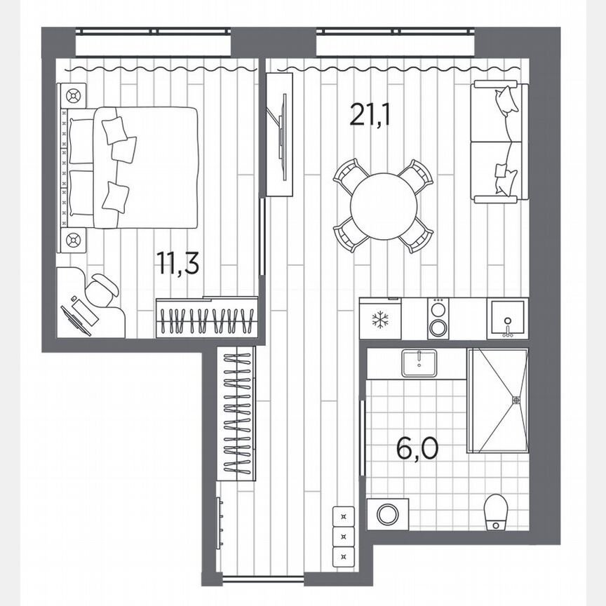 2-к. апартаменты, 38,4 м², 3/13 эт.
