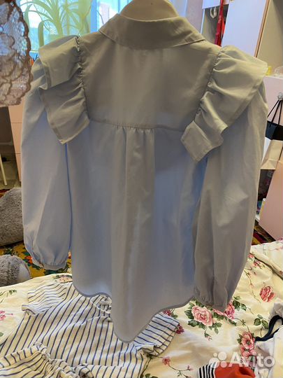 Рубашка блузка в школу школьная форма 128