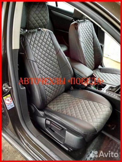 Чехлы Volkswagen Passat B7 из экокожи чёрно-серые