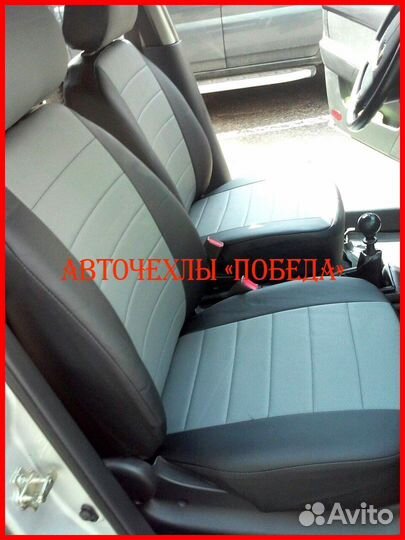 Чехлы Chevrolet Aveo T250 из экокожи чёрно-серые