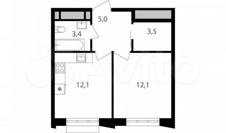 1-к. квартира, 36,1 м², 9/15 эт.