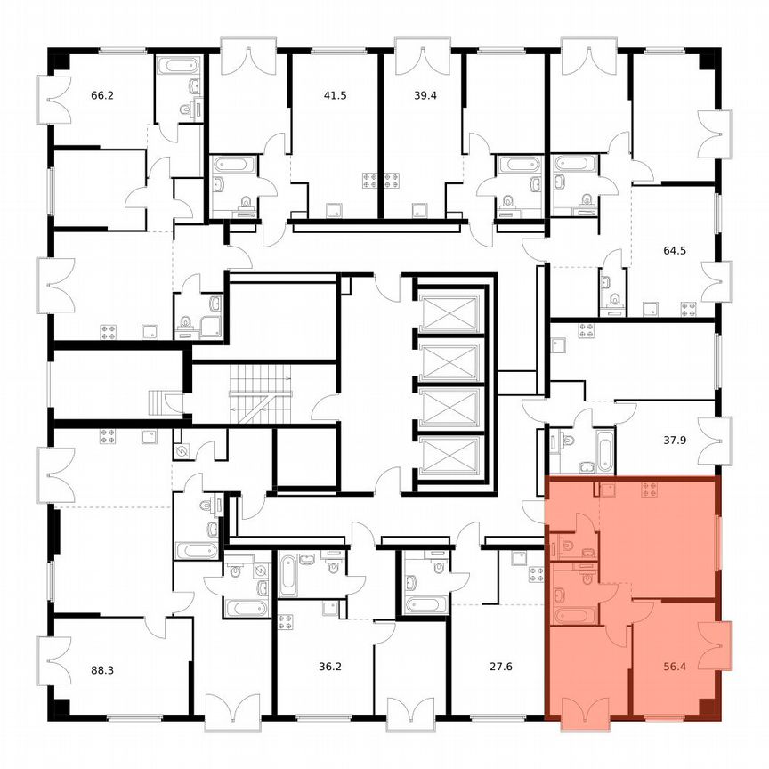 2-к. квартира, 56,4 м², 5/32 эт.