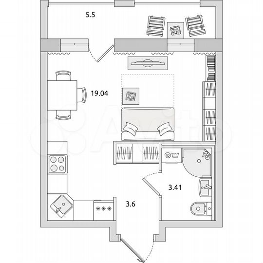 Квартира-студия, 31,6 м², 15/17 эт.