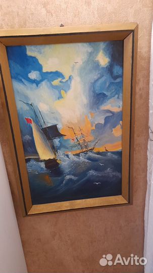 Картина вышита крестиком винтажная 1956 года