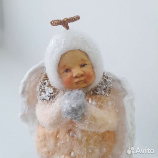 Ватная игрушка на ёлку. Ангелок