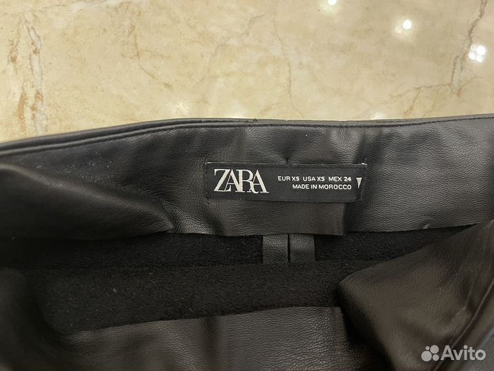 Кожаная юбка zara xs