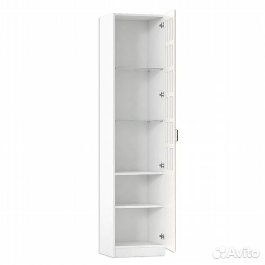 Шкаф-витрина Ливерпуль, цвет ясень ваниль/белый, шхгхв 50х41,4х220,3 см., подсветка - спот врезной