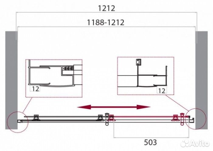 Дверь в нишу BelBagno UNO-195-BF-1-120-CH-CR