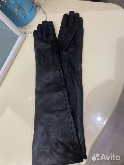 Длинные перчатки из натуральной кожи