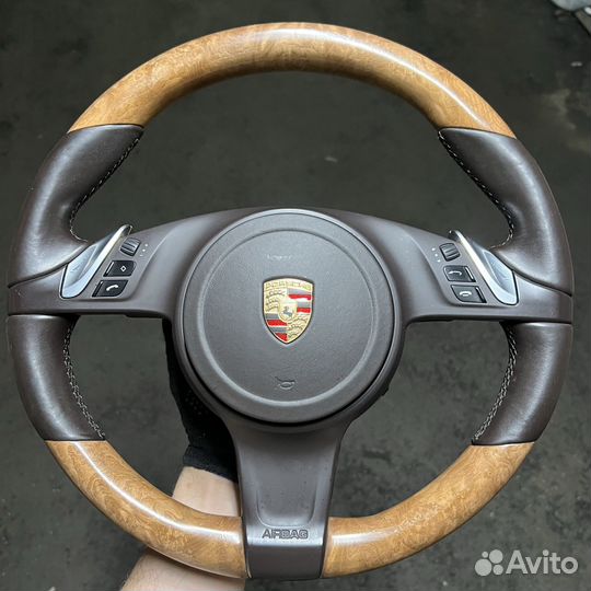 Руль коричневый + дерево Porsche Cayenne Panamera