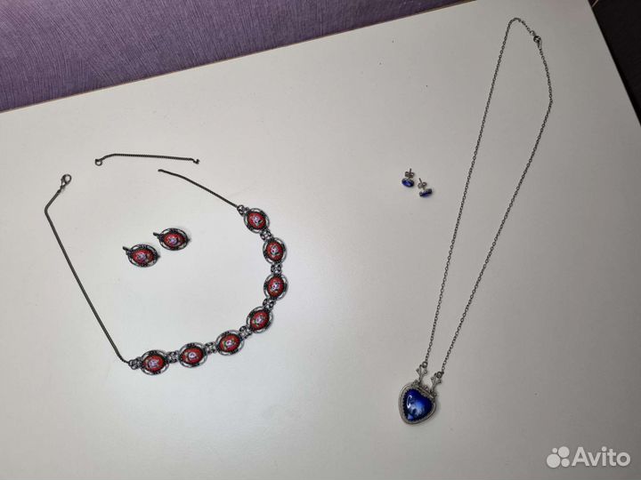 Ожерелье, кулон, серьги финифть