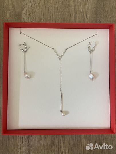 Колье с жемчугом серебро 925