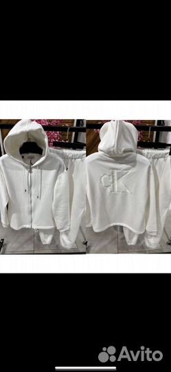 Спортивный костюм calvin klein белый теплый флис