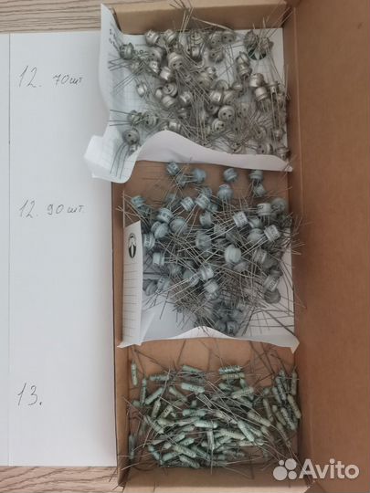 Радиодетали:диоды, реле, конденсаторы, транзисторы