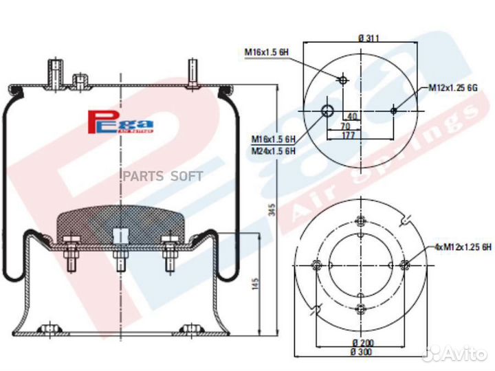 Пневморессора renault о.н.5010211724 (P10.902.C, 130142)