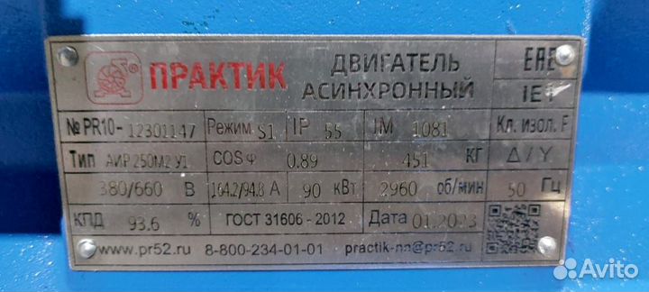 Электродвигатель аир 250М2 (90кВт/3000об.мин)