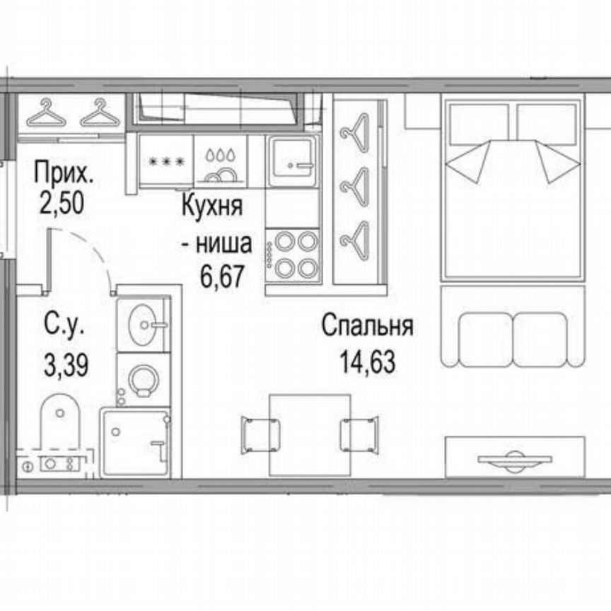 Квартира-студия, 27,2 м², 3/10 эт.