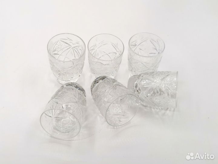 Стопки хрустальные СССР 6 штук новые 6,5 см