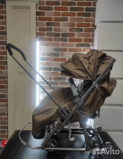 Санки-коляска Galaxy Kids-3-2-Т, бронза/крупный ро