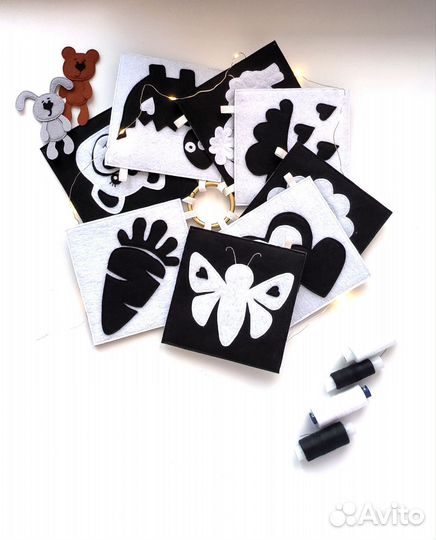 Для младенцев - карточки из фетра черно-белые