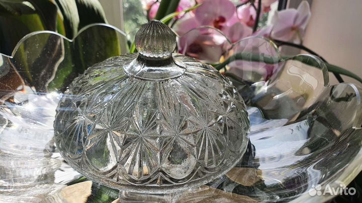 Крышка стекло от старинной сахарницы