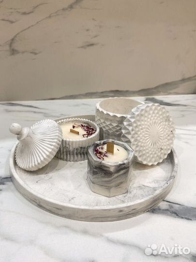 Наборы из гипса, свечи, вазы, шкатулки