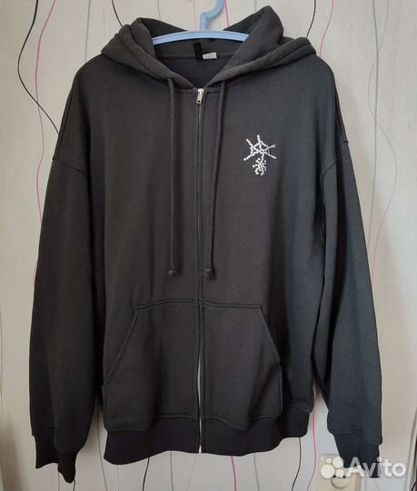 Зип худи со стразами толстовка свитшот кофта H&M