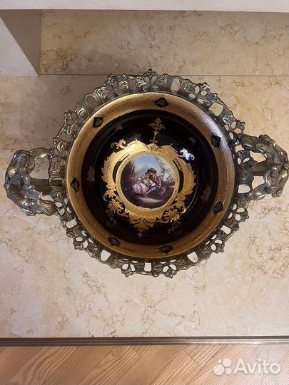 Ваза бронза -фарфор для фруктов