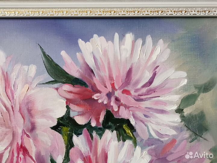 Картина маслом на холсте пионы