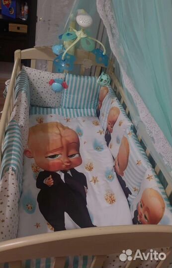 Комплект в детскую кроватку с балдахином, коконом