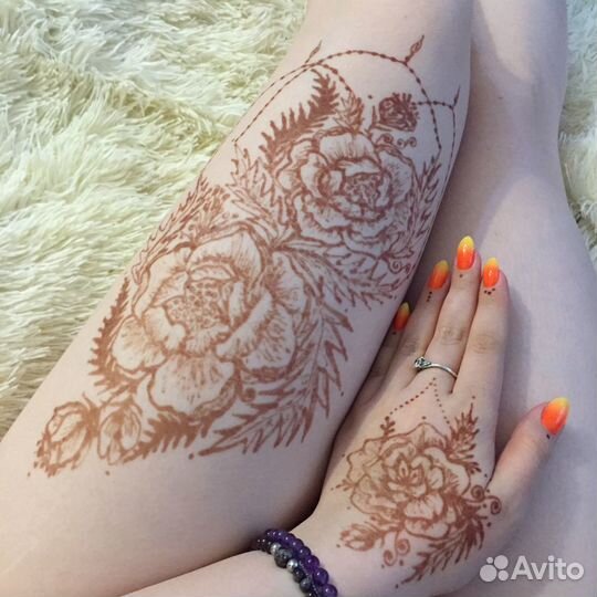 Временные татуировки хной, биотату, мехенди