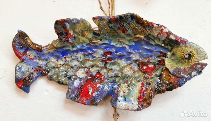 Настенное блюдо рыба керамика