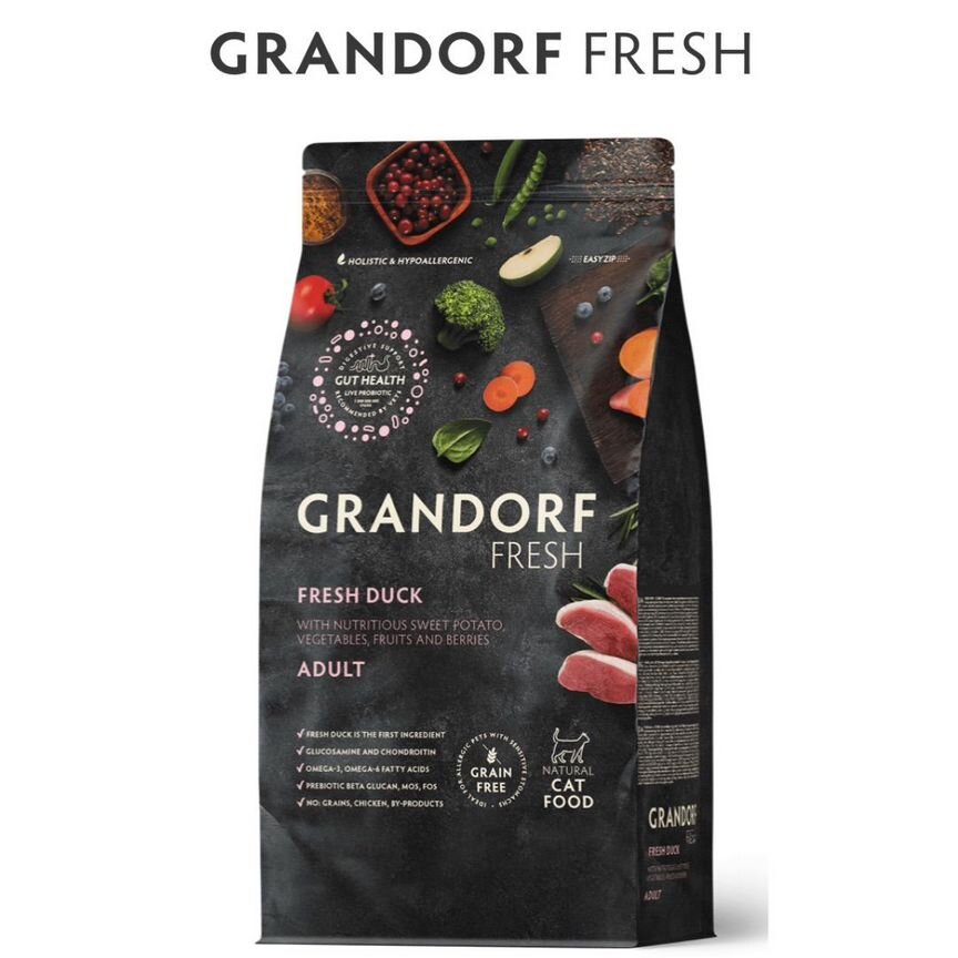 Сухой корм Grandorf Fresh, для кошек, утка, 2 кг