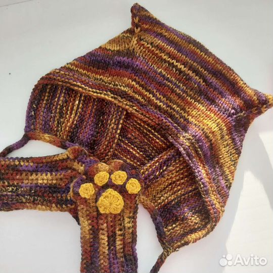 Чепчик с ушками+митенки+гетры