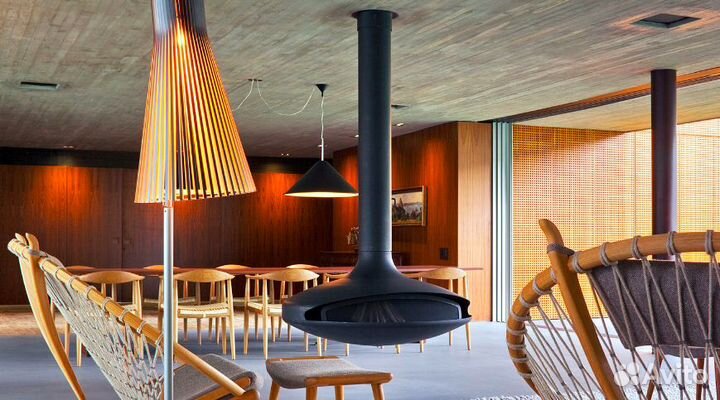 Подвесной камин в стиле loft